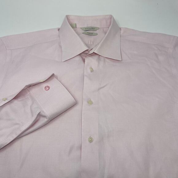 Suit Supply Mens 17-43 Pink Long Sleeve‎ Button Up Slim Fit Traveller Shirt - Picture 1 of 4